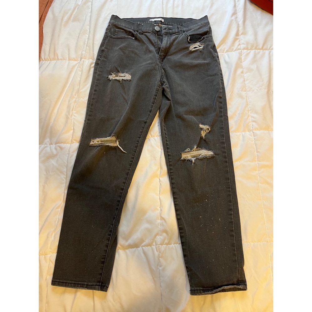 High rise distressed mom jeans
